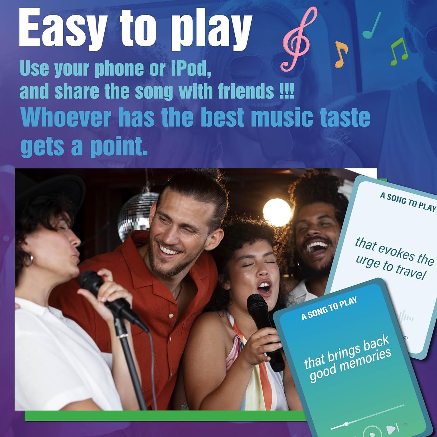 Super DJ Play Your Best Song Card Game, Music and Karaoke Party Game for Adults and Teens(180 Prompts & Action Cards)