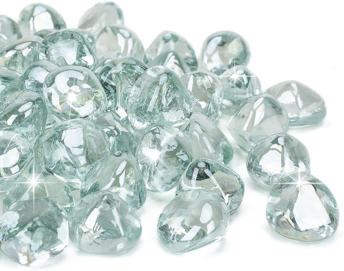 Mr. Fireglass 10 Pounds Blended Fire Glass Diamonds for Fireplace Fire Pit & Lanscaping - 1 inch Crystal Ice Fire Rocks