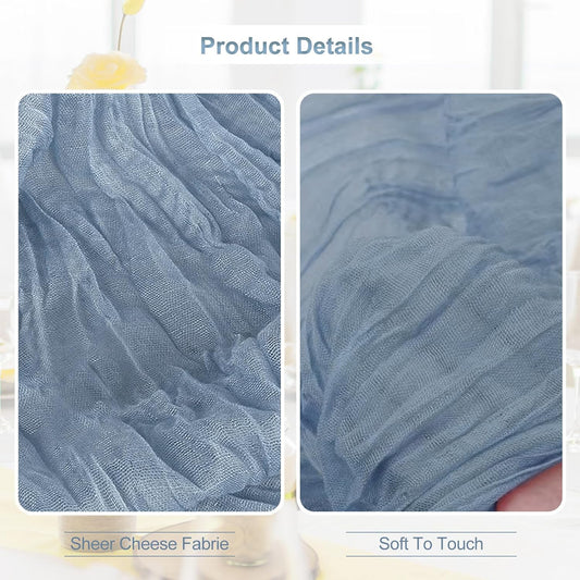 6 Pack Dusty Blue Cheesecloth Table Runner 35x120 Inch 10Ft Rustic Gauze Cheese Cloth Table Runner Sheer Cheesecloth Table Runners for Wedding Party Bridal Shower Decoration