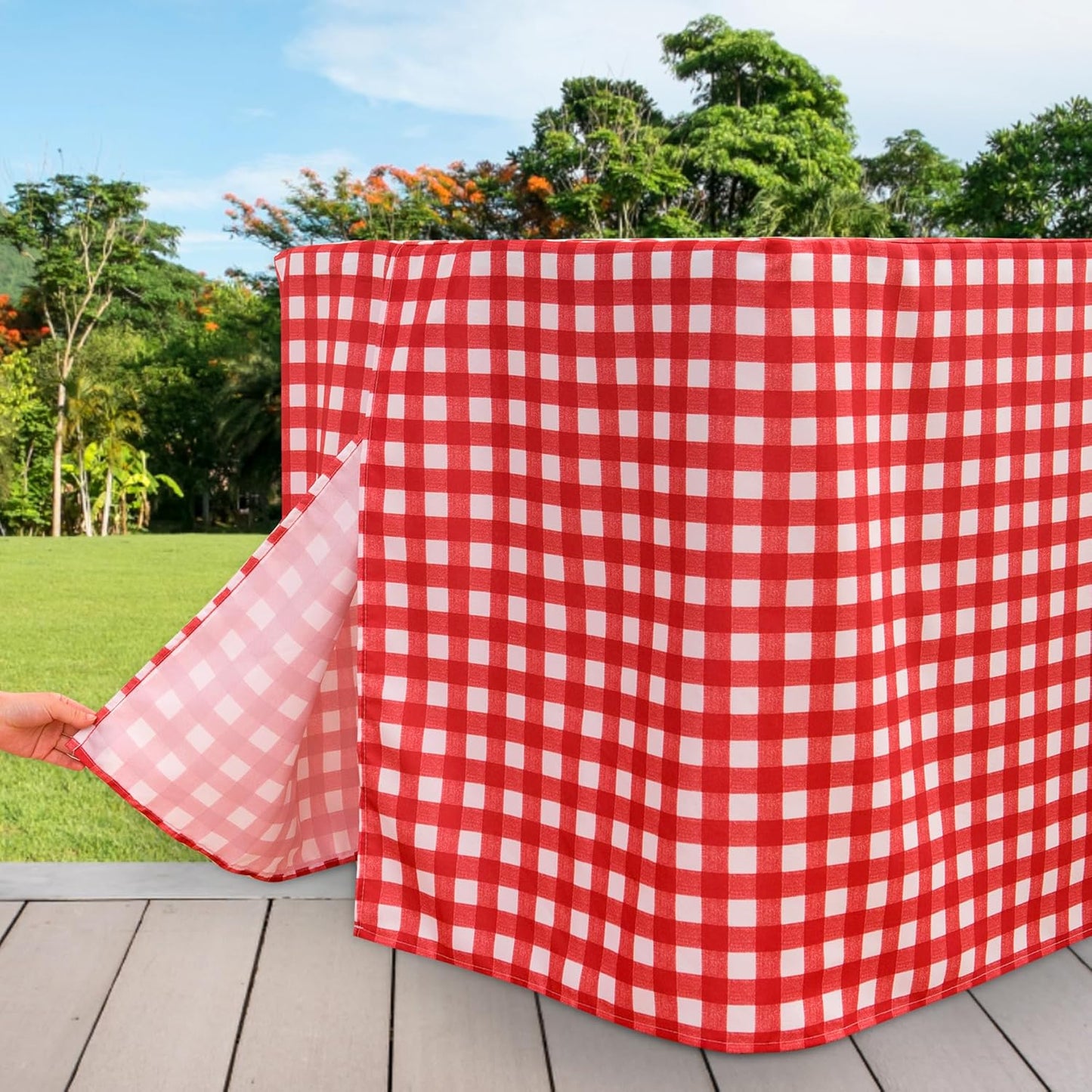 HolidayIdeas Fitted Checkered Christmas Tablecloths for 6 Foot Tables - 72 x 30 Inch - 2 Pack Rectangle Buffalo Plaid Table Cover for Parties,Trade Show (Red and White)