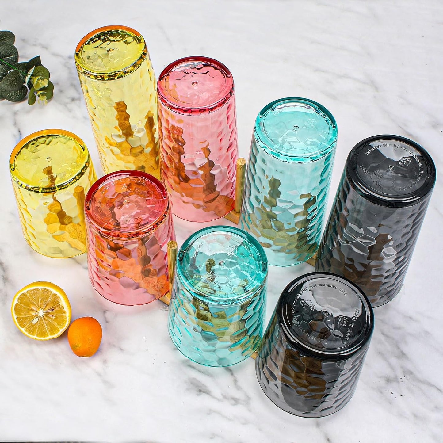 BPA-Free Plastic Tumblers 8 Pack (4x16oz+4×22oz) | Reusable Dishwasher Safe | Stackable Shatterproof Cups | Plastic Drinkware & Drinking Tumblers for Restaurant, Home, Party