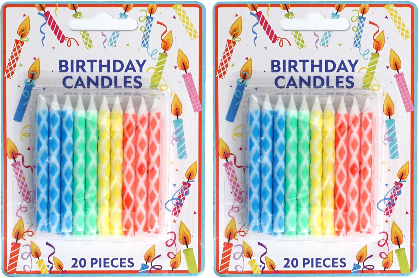 40 Multicolored Diamond Birthday Candles for Cake & Cupcakes - Multi-Color Party Candles Set