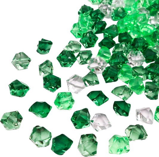 Pack of 200 Decorative Acrylic Crystal Gems, Multi-Green Colors Ice Rocks, Reusable Acrylic Crushed ice Rocks for Home Décor