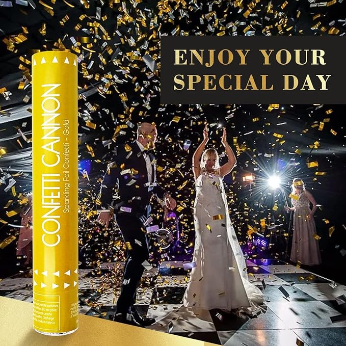 Confetti Cannon 6 Pack Gold Party Poppers 12 Inch Streamer Cannon Confetti Golden Poppers Confetti Shooters Bulk for Wedding,Birthday,Graduation,Christmas,New Year Celebration