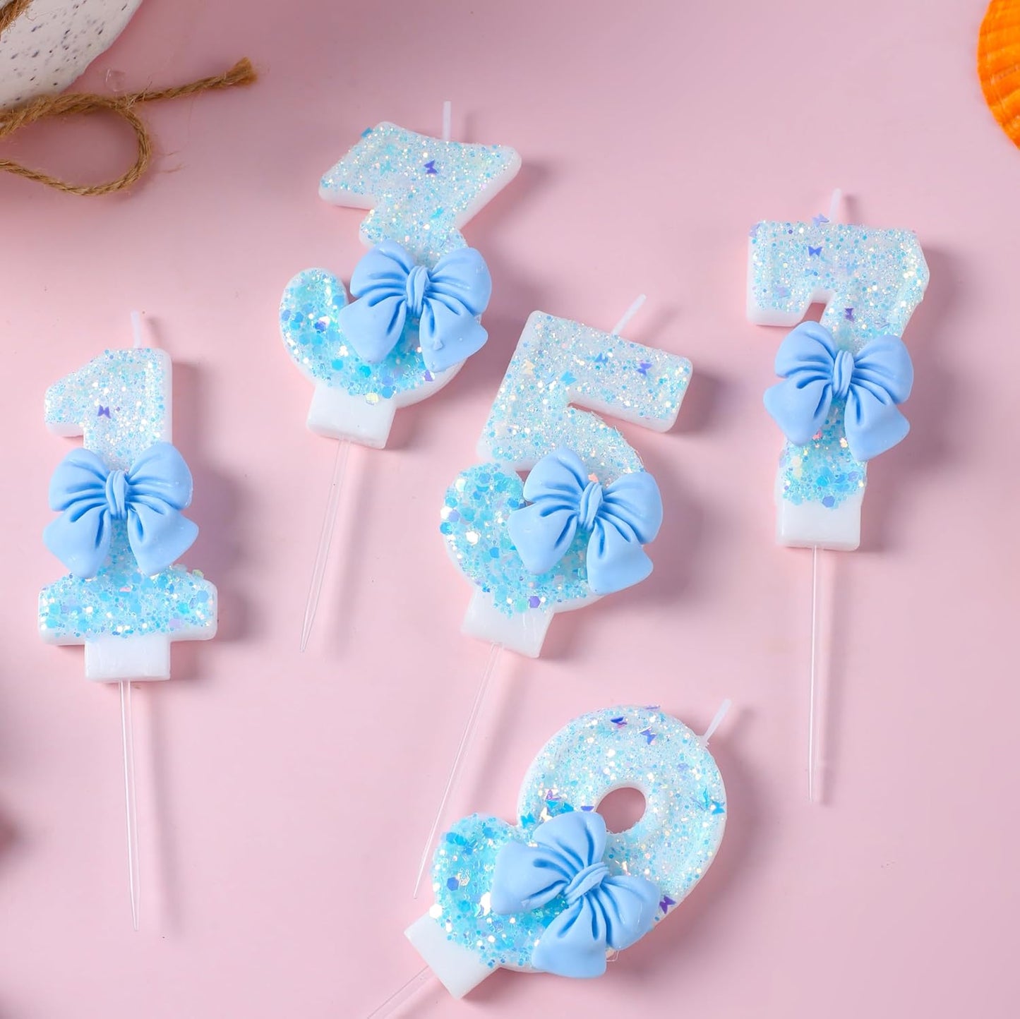 3 Birthday Candles Blue Bow Number 3 Cake Candles, Baby 3rd Cake Topper Decorations for Kids Pets Pastel Birthday Party Supplies (Number 3)