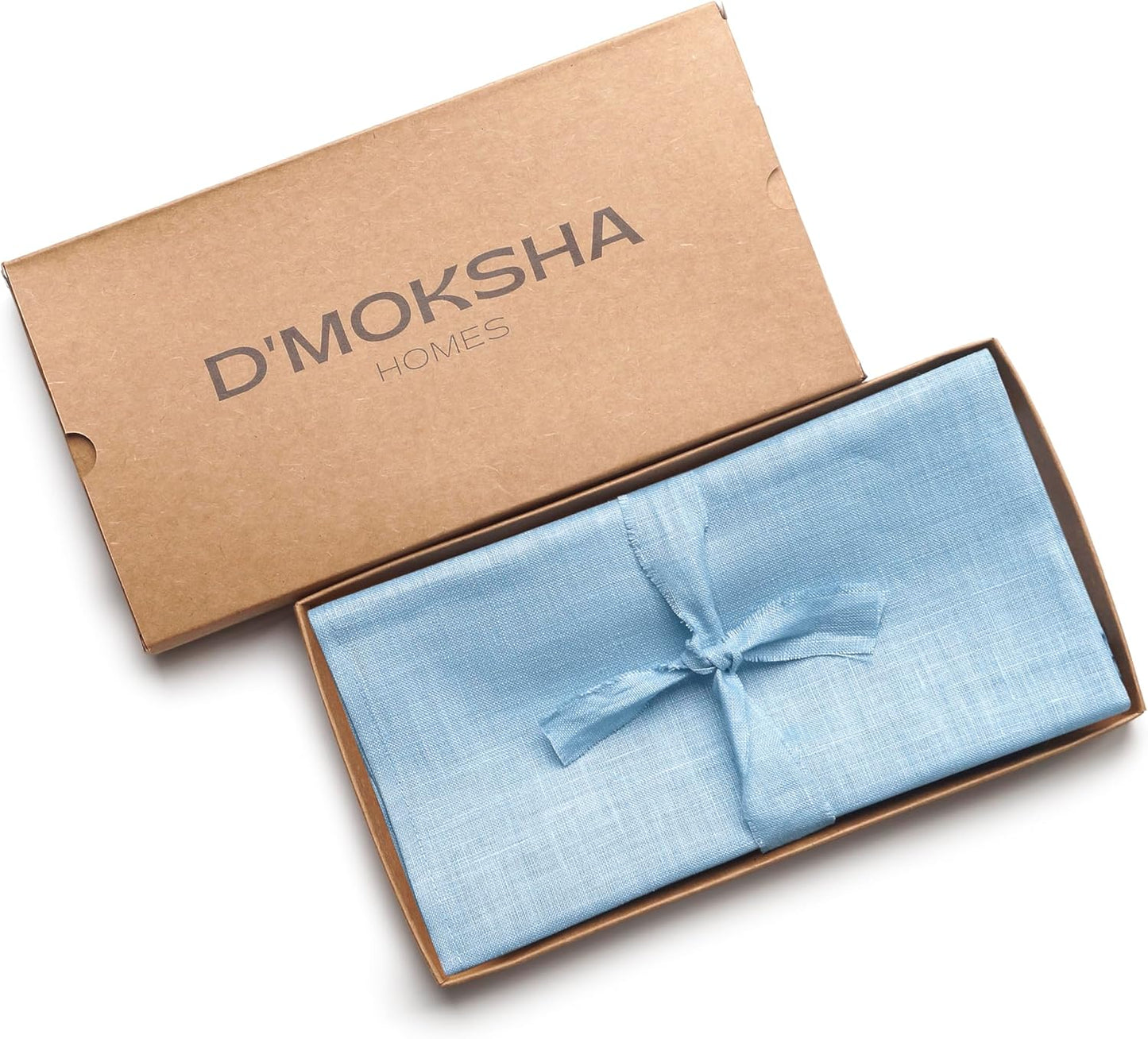 D'Moksha Homes Powder Blue Linen Napkins 18 x 18 Inch - 100% Pure Linen Cloth Washable Dinner Napkins Set of 4 for Fall, Thanksgiving, Holiday
