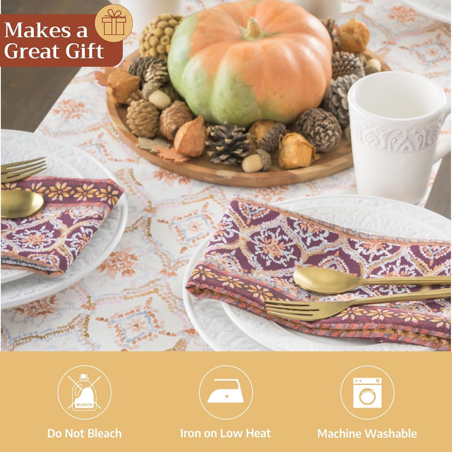 Maison d' Hermine Table Runner 100% Cotton Double Layer Table Runners 72 inches Long for Thanksgiving Christmas Decorations Home Kitchen Dining Party Wedding (Fair Isle, 14.5" x 72")