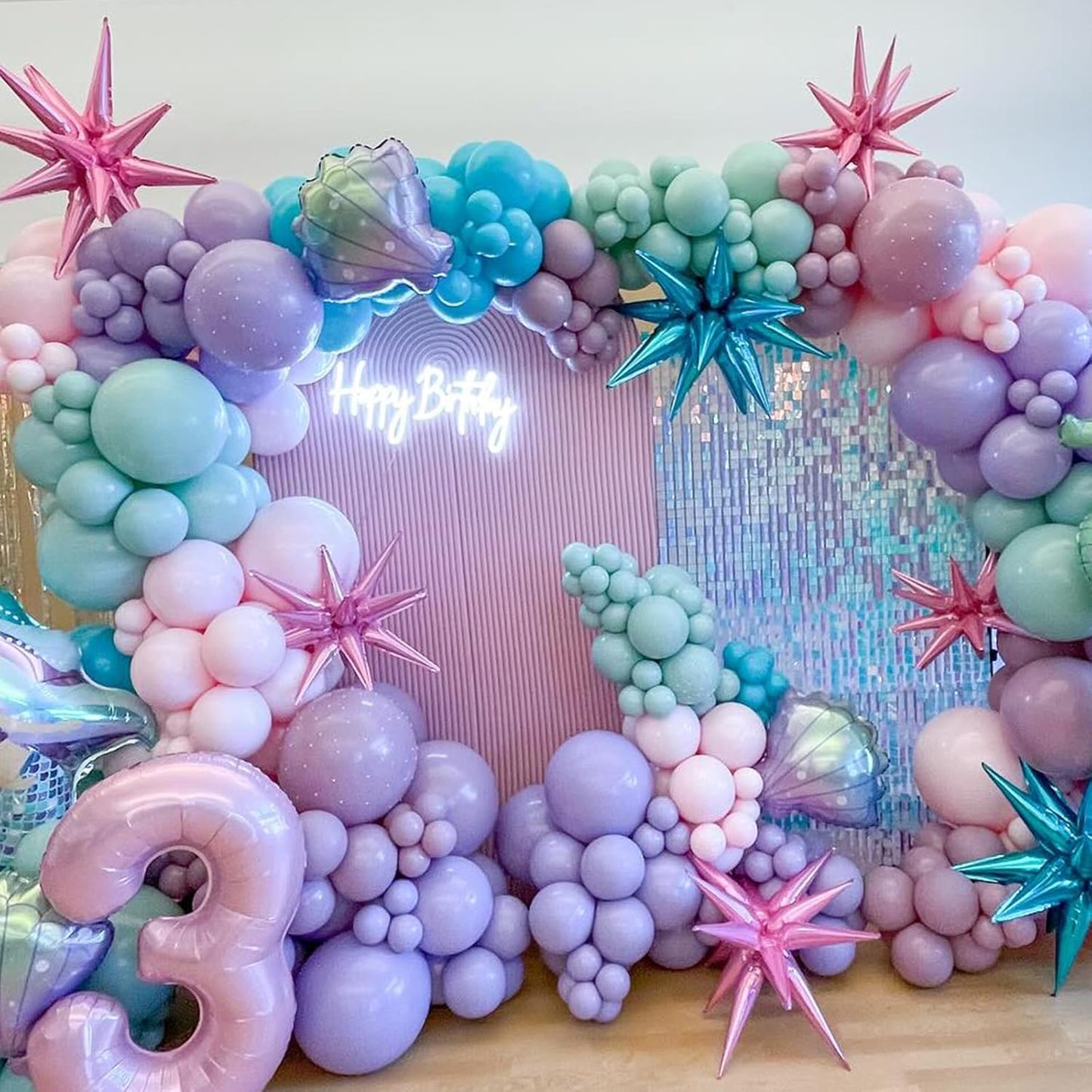Pink Star Balloon,Light Pink 6Pcs 22Inch Explosion Star Balloons and 10Pcs 10Inch Four Angle Balloons Kit for Birthday Anniversary Baby Shower Wedding Party Decorations