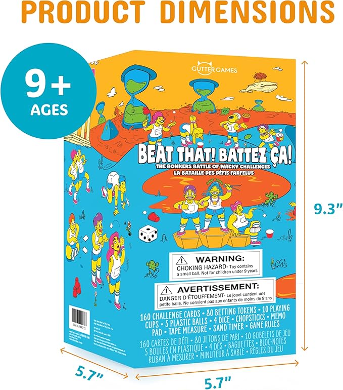 Gutter Games Beat That! Family Game Night Set - 160 Wacky Skill Challenges - Fun Party Activities for Kids and Adults - Interactive Group Game for Birthdays, Holidays, and Gatherings