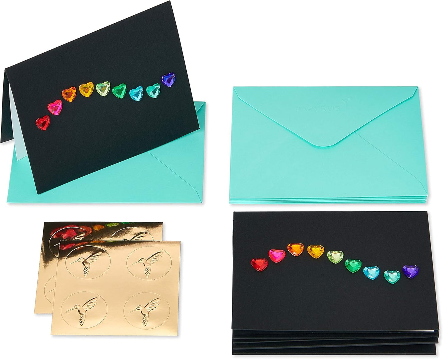 Papyrus Blank Cards with Envelopes, Rainbow Gems (6-Count)