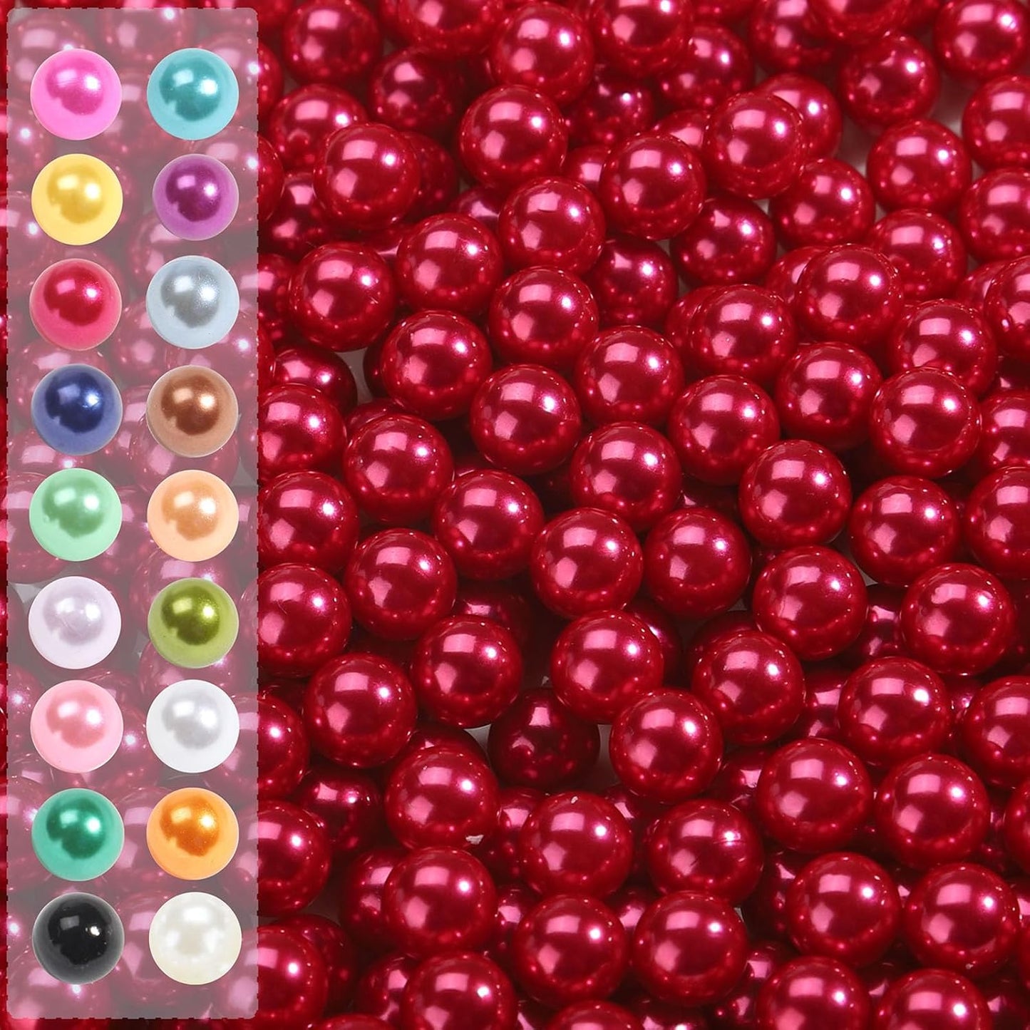 980pcs Undrilled Holeless ABS Faux Pearl Beads for Vase fillers, No Hole Round Pearls for Cosmetic Boxes, DIY Parts, Table Scatter, Wedding, Birthday Party Home Decorating (Purplish Red, 8mm)