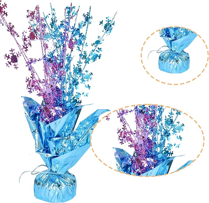 Gyufise 6 Pack Metallic Foil Spray Centerpiece Snowflake Table Decoration Burst Table Centerpieces Table Decor for Winter Wonderland Birthday Wedding Anniversary Holiday Party Supplies Pink Blue