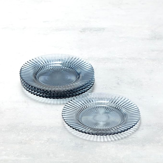 Fortessa Archie Glass, 8.5 Inch Salad Plate (Set of 4), Dusk Gray