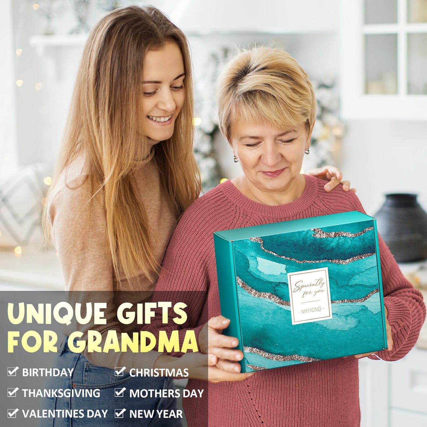 Best Grandma Gifts, Christmas Gifts for Grandma from Granddaughter Grandchildren Grandkids, Unique Grandmother Birthday Gift Nana Gift Basket for Gigi Grandmother New Granny w/ Canvas Tote Bag