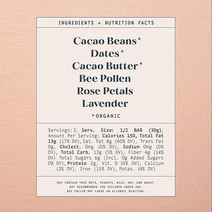 Spring & Mulberry Lavender Rose Date-Sweetened Chocolate Bar, 2.1oz