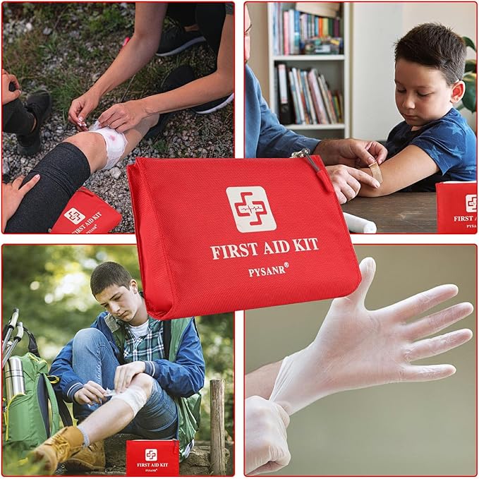 Small First Aid Kit, 150 Piece with Foil Blanket & Scissors, Mini First Aid Bag for Emergency, Home, Camping, Travel, Sports, Office, Outdoor, Car, School