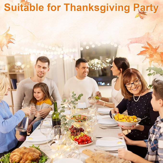 Janlaugh 100 Pcs Gold Thanksgiving Linen Disposable Bathroom Hand Towels Pumpkin Maple Leaves Foil Stamped Guest Napkins 12"x17" Paper Towels for Bathroom Home Lunch Dinner Kitchen(Maple Leaf)