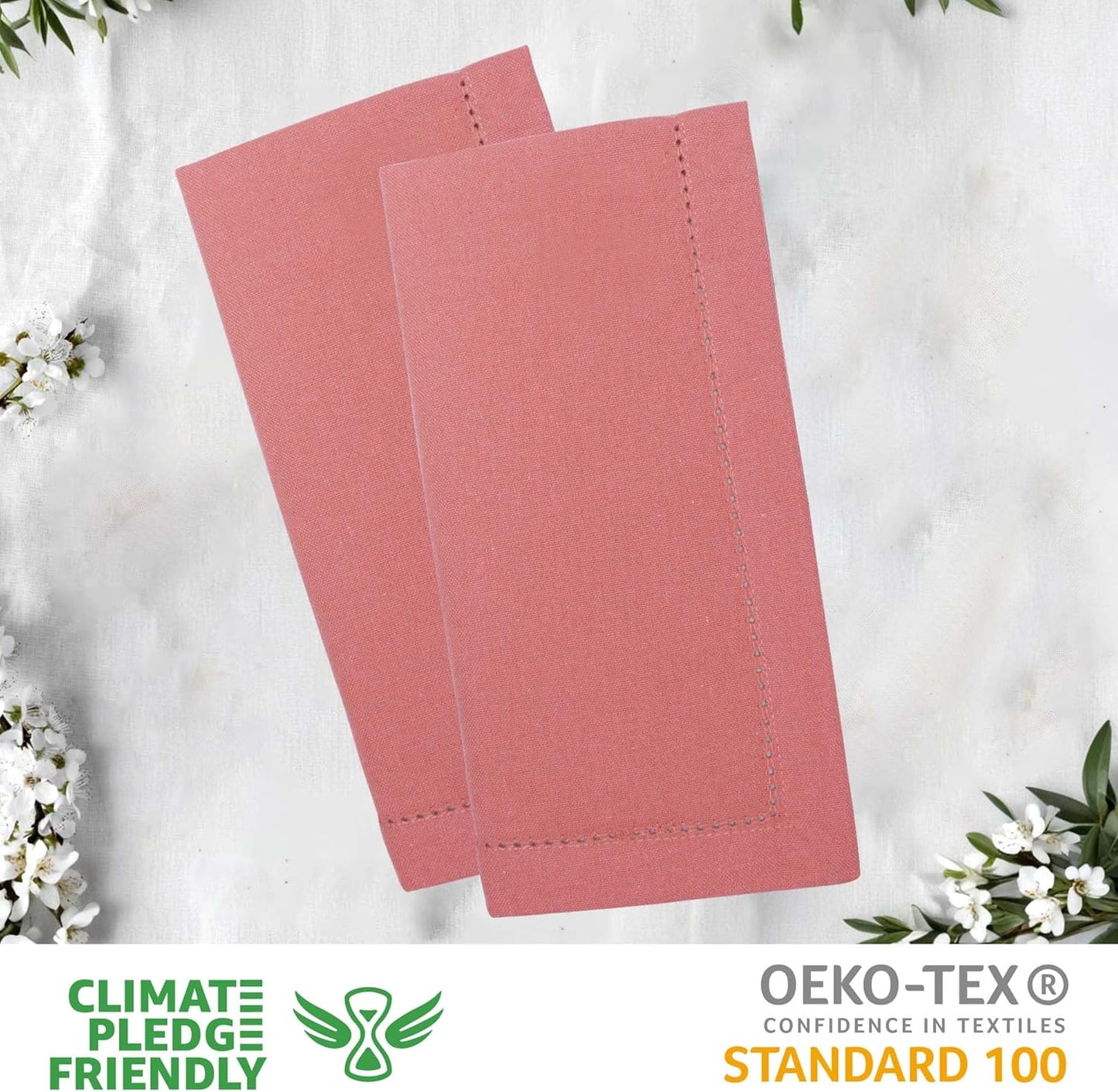 Urban Villa Fall Cloth Napkins Hemstitch Rust Color Dinner Napkins (Set of 12) 20"x20"100% Cotton Absorbent Washable Reusable Cloth Napkins Ideal for Thanksgiving Everyday Use Wedding Parties Napkins