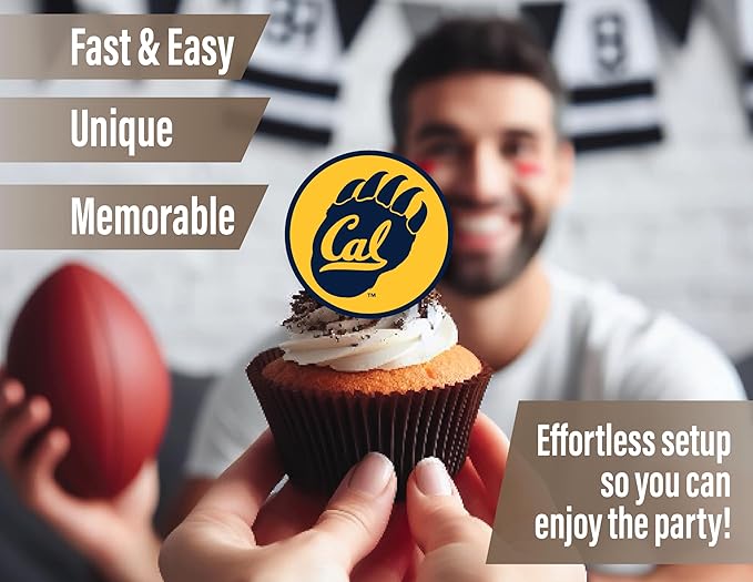 Cal Party Supplies for Football, Birthday Gift, UC Berekeley Graduation Party Banner and Cake Toppers (42 Pieces) (California Berkeley Golden Bears)