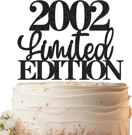 Limited EDITION 2002 Cake Topper - Black Glitter Happy 23rd Birthday Party Cake Decoration Supplies, Cheer to 23 Years Cake Bunting Decor for 23rd Birthday Party Photo Booth Props