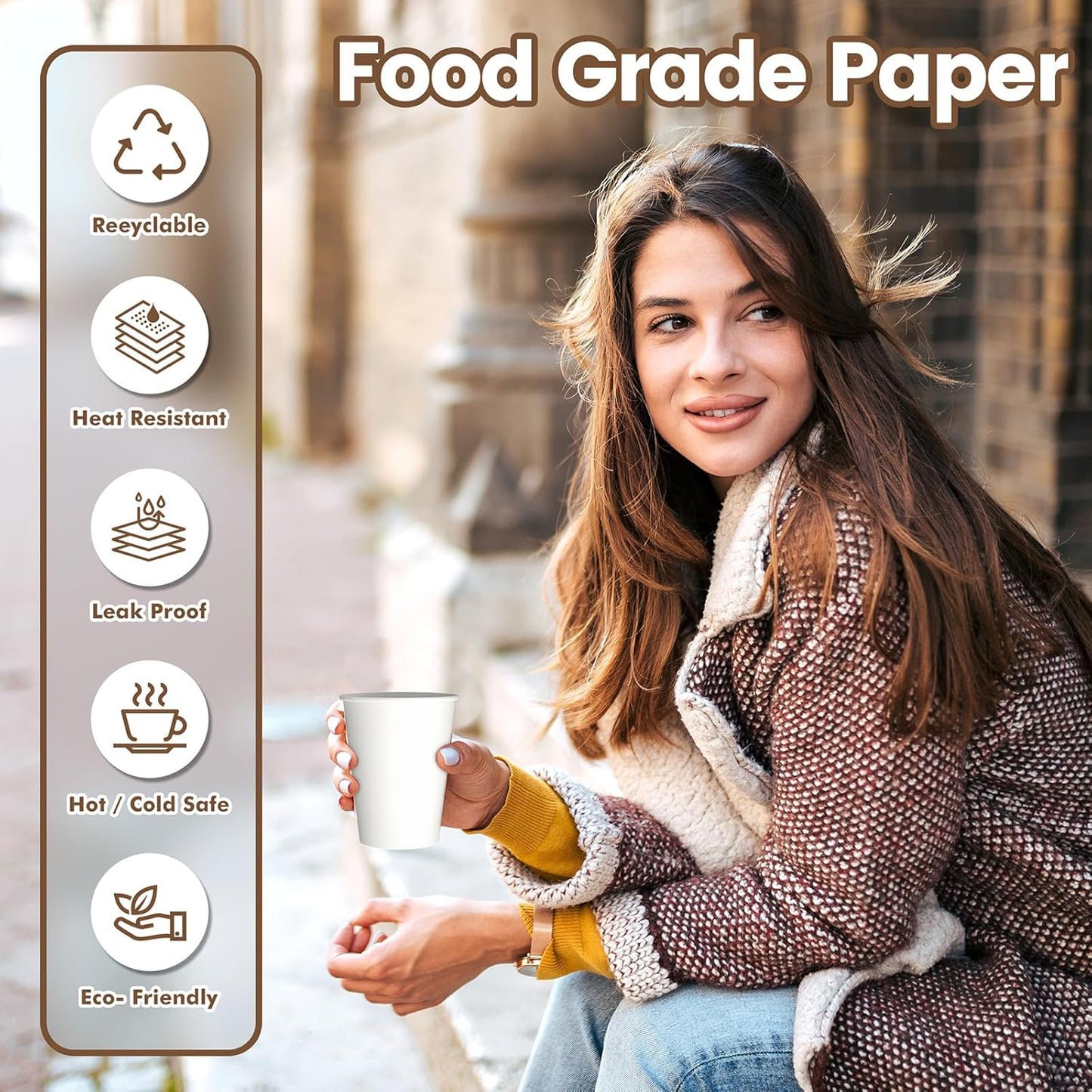 1000 Count 8 oz Paper Cups, Disposable Coffee Cups, Paper Coffee Cups, Hot/Cold Beverage Drinking Cups for Office Party Home Travel