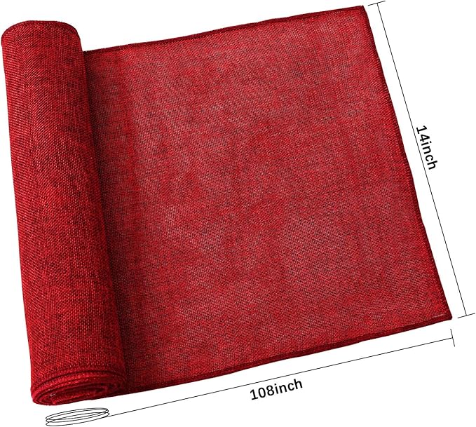 Burgundy Valentines Day Decor Table Runner Burlap Table Cloth 2 Packs Farmhouse Natural Burlap Table Runners Jute for Bridal Shower Party Style Living Room Decorations