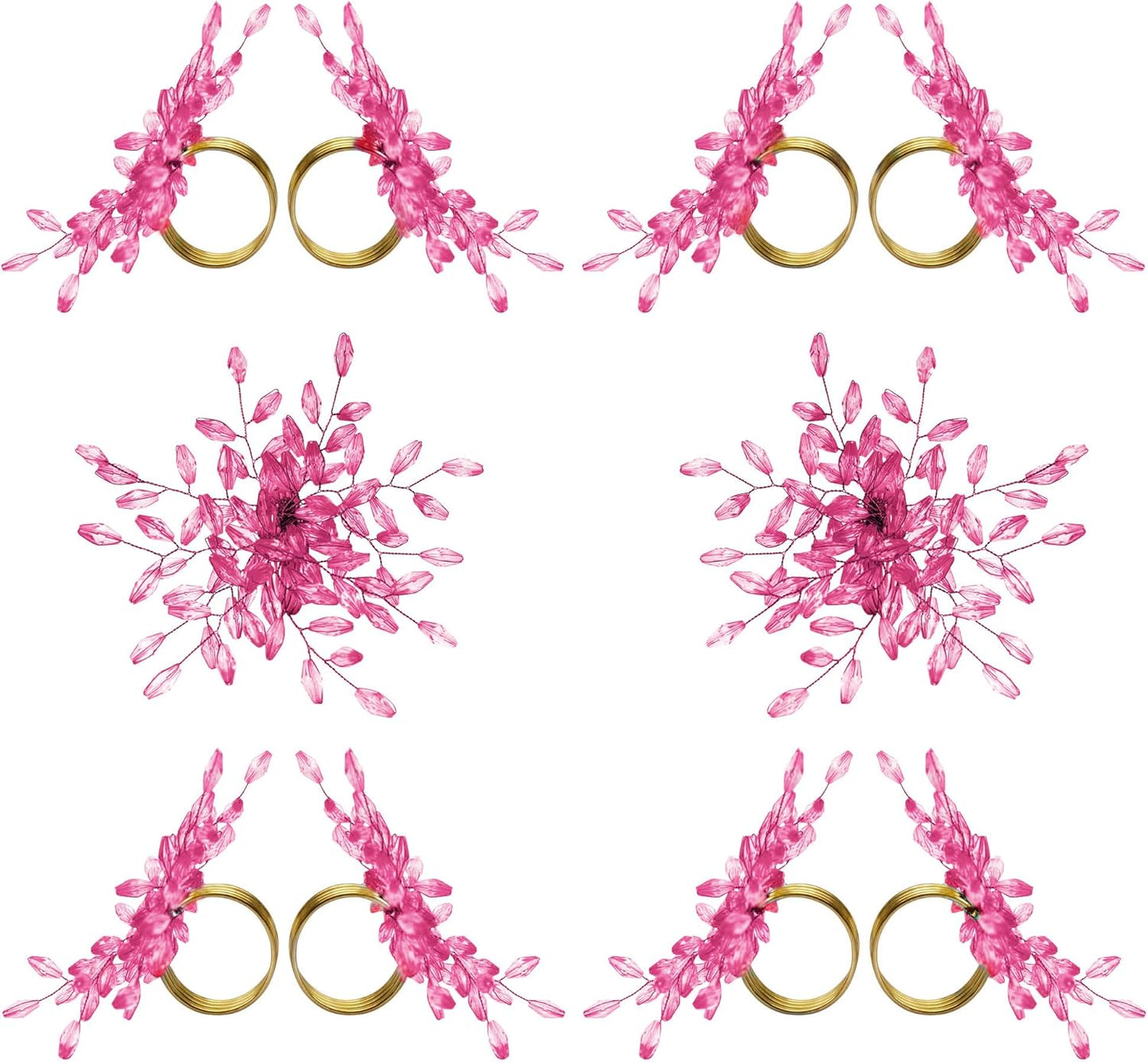 Napkin Rings Set of 12 for Dining Table Decoration Parties Everyday Metal Napkin Holder Leaf Pink (Pack of 12)