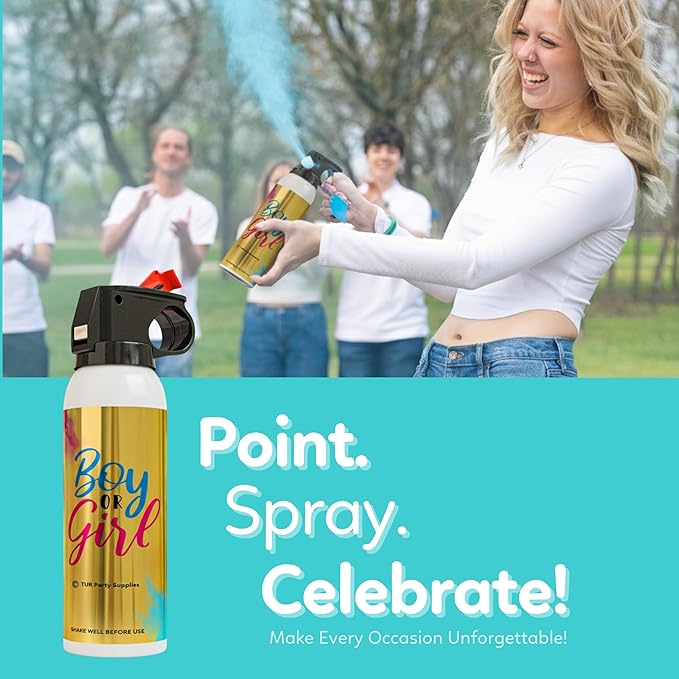 Baby Boy Gender Reveal Fire Extinguisher Smoke Bombs Powder Cannon | 2 Pack Blue | Fireworks Alternative | Biodegradable | Decorations for Photoshoots, Celebrations, Parties | TUR Party Supplies