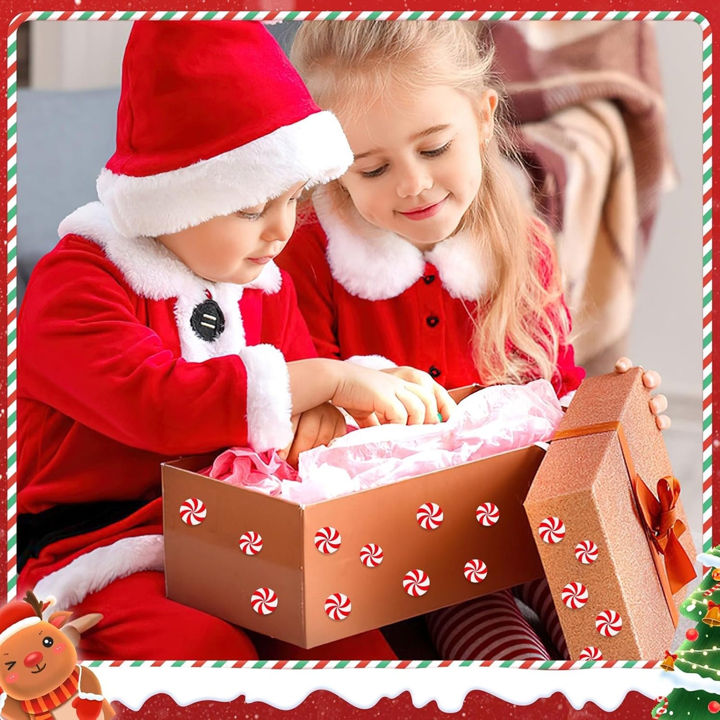 80pcs Mini Fake Christmas Candy,15/20mm Fake Candy Decor Peppermint Ornaments Xmas Table Scatters Red and White Candy Vase Filler for Decorations Party Favors Supplies