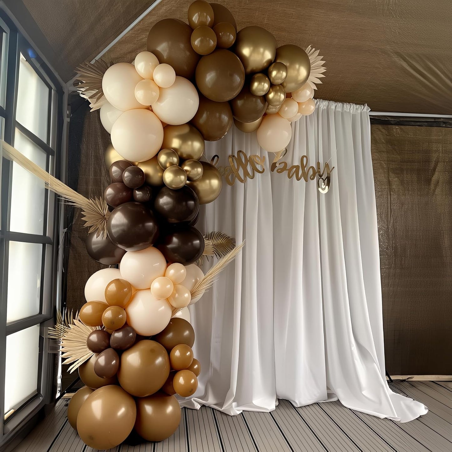 Brown Balloon Arch Kit 18 in Clear Balloons Shades of Brown Cream Dark Coffee Nude Beige Champagne Gold Confetti Balloons for Thanksgiving Fall Boho Cow Rodeo Baby Shower Birthday Party Decor