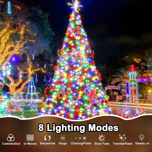 124 FT 380 LED String Lights Outdoor Indoor, Christams String Lights Waterproof 8 Modes & Timer, Fairy Lights Plug in for Bedroom, Weeding, Patio, Party, Holiday,Christmas Decor（Multicolor）