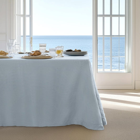 Linen World Blue Linen Tablecloth - 100% French Linen Table Cloth 132" x 90" Inch,Washable Rectangular Tablecloth for Dining,Outdoor,Weddings and Restaurants,Decorative Thanksgiving Christmas