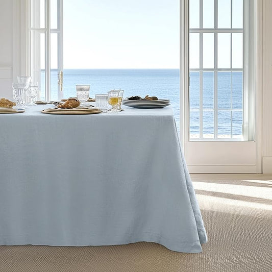 Linen World Blue Linen Tablecloth - 100% French Linen Table Cloth 108" x 60" Inch,Washable Rectangular Tablecloth for Dining,Outdoor,Weddings and Restaurants,Decorative Thanksgiving Christmas