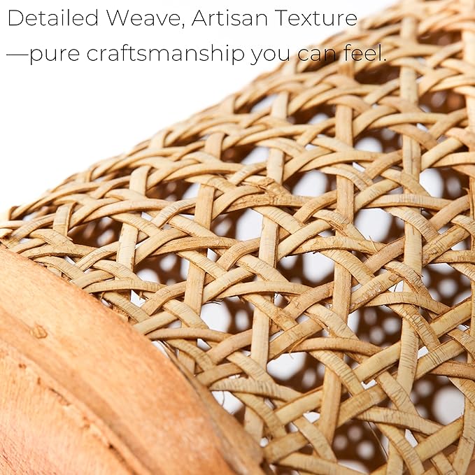 Boho Utensil Holder - Handwoven Rattan Utensil Holder for Kitchen and Countertop | Natural Woven Organizer for Rustic Kitchen Decor, Boho Basket for Cooking Tools and Tabletop Storage