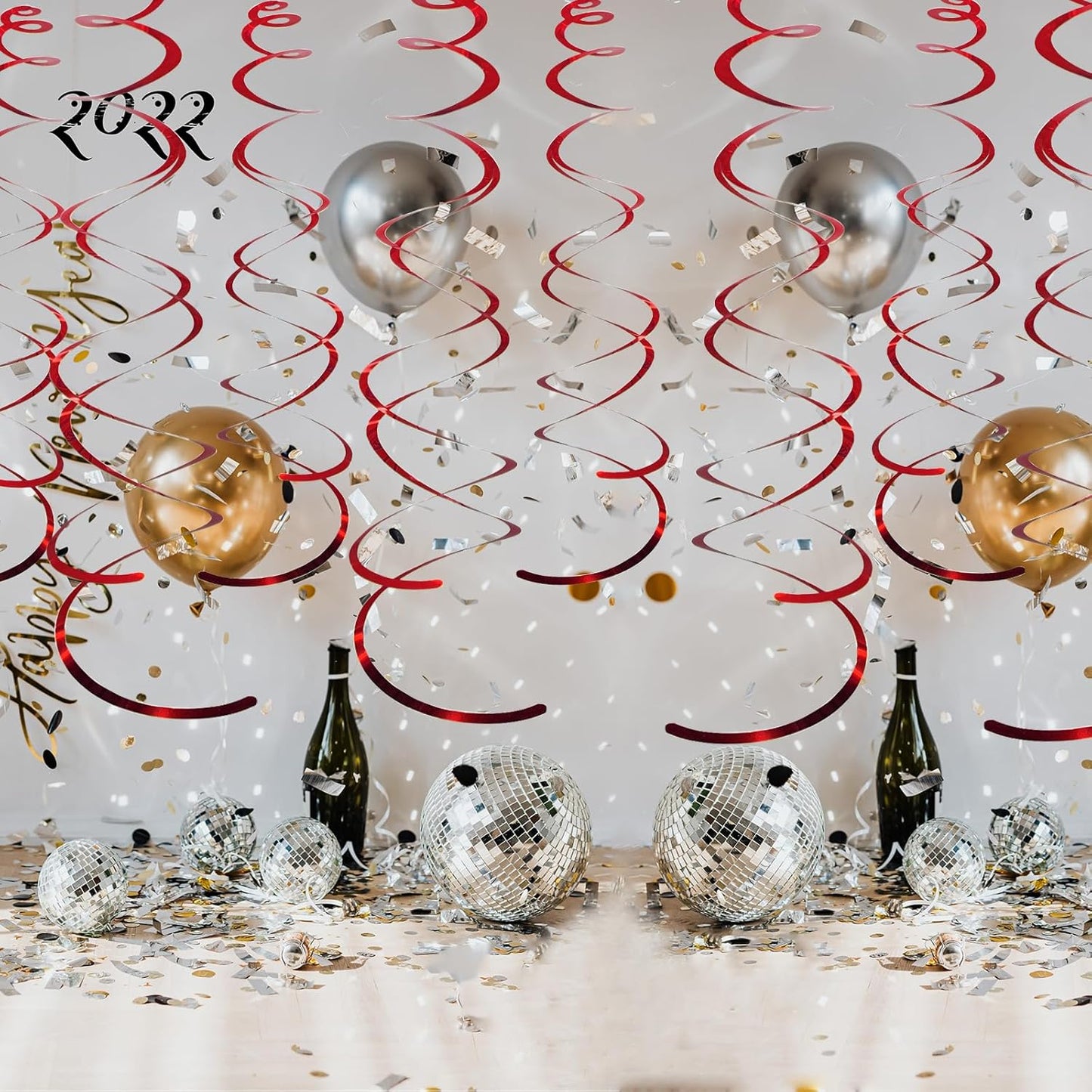 30 Pcs Red Hanging Swirl Party Decorations,Sparkle Red Birthday Ceiling Decorations,Streamers for Wedding Party Anniversary Graduation Christmas (Red)