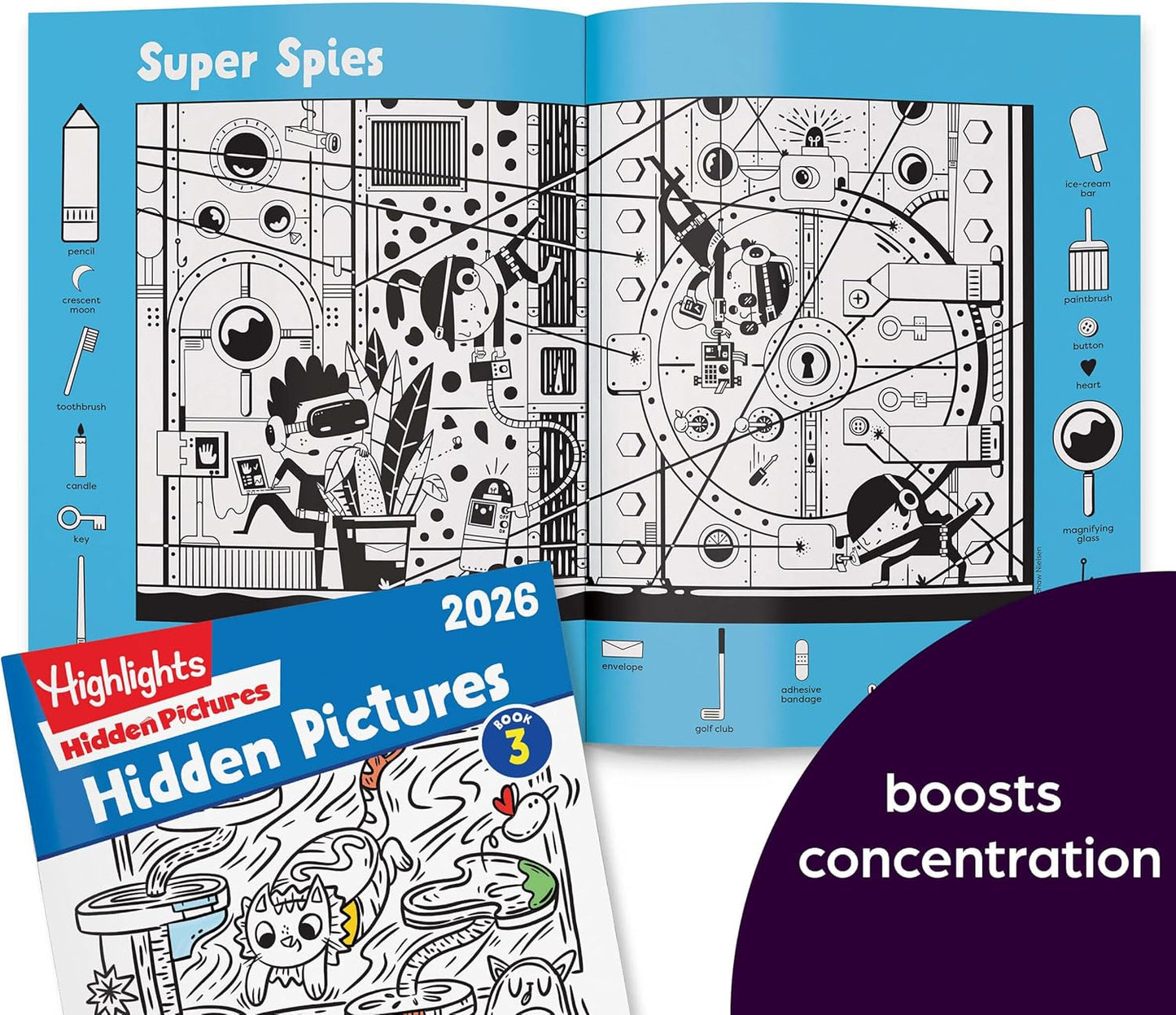 Highlights Hidden Pictures 2026 Activity Books for Kids Ages 6 and Up, 4 Puzzle Books Packed with Hidden Object Fun, Coloring Pages, and Seek and Find Fun