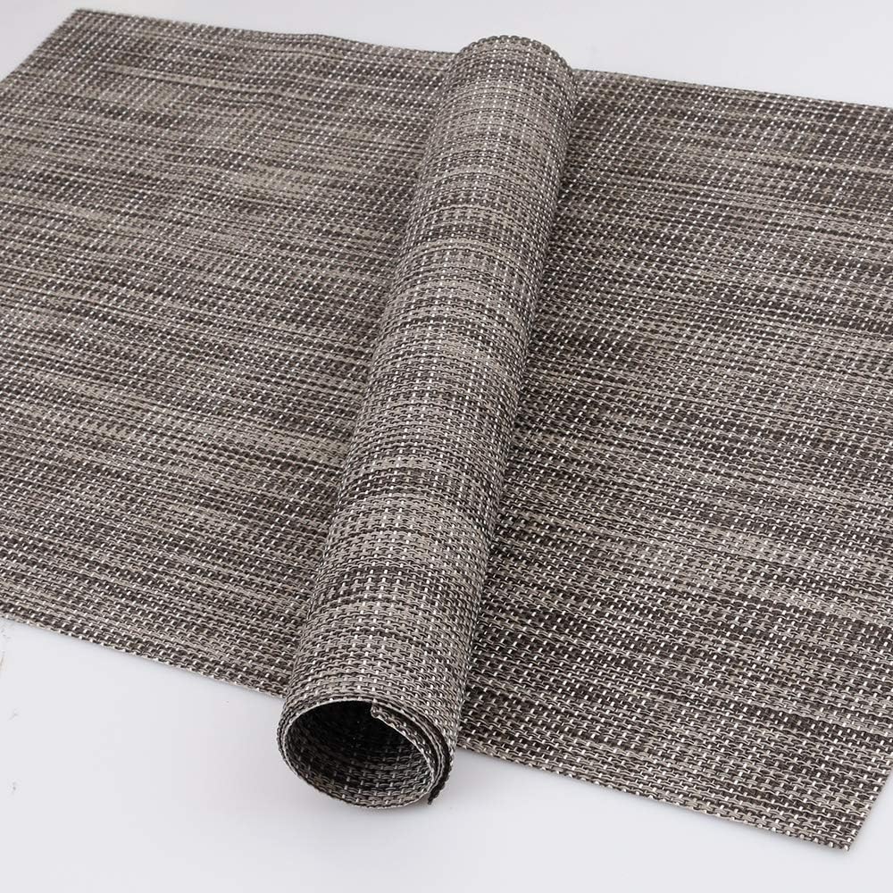 homEdge PVC Placemat, 4 PCS of Non-Slip Heat Resistant Place Mats, Washable Vinyl Placemats, Set of 4 – Linen Gray