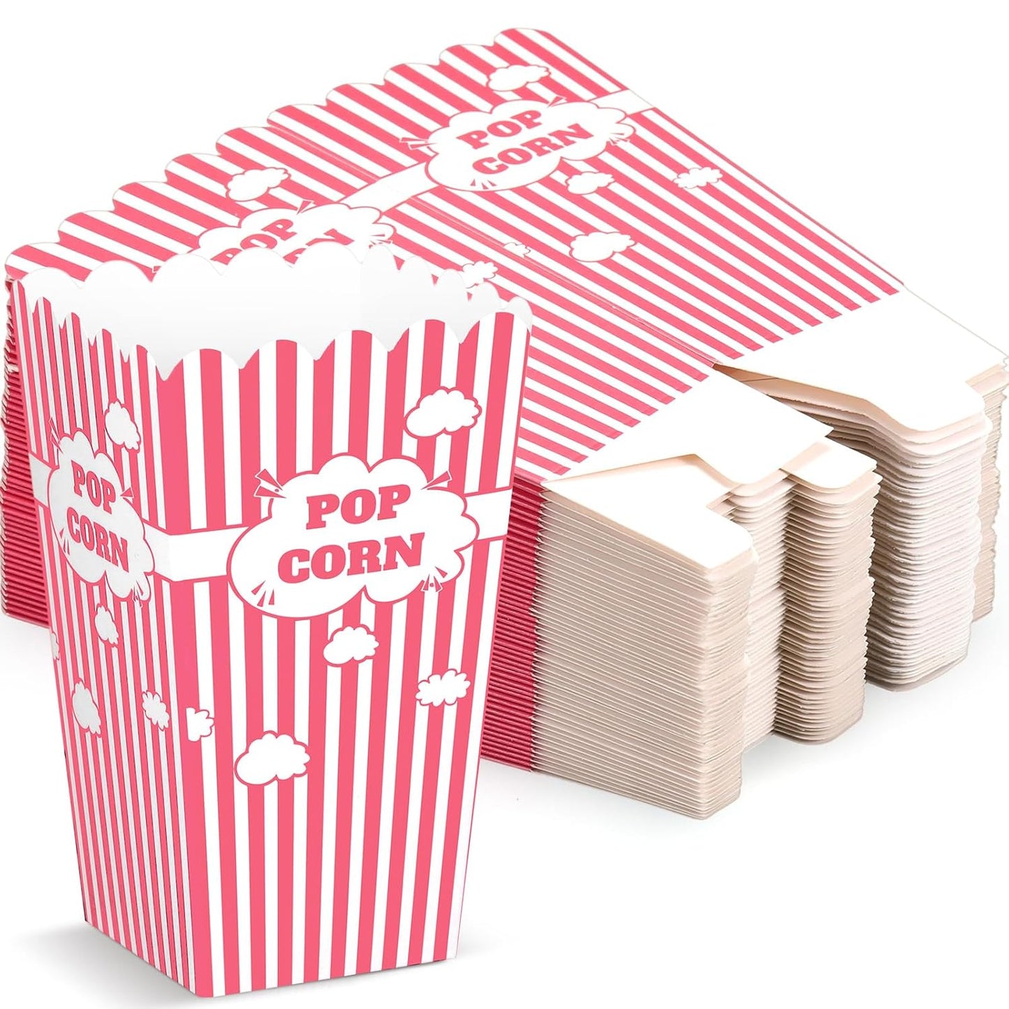 50 Pcs mini Stripe Popcorn Boxes Buckets and Container for Home for Graduation Carnival Summer Birthday Party Supplies(Pink)