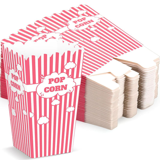 50 Pcs mini Stripe Popcorn Boxes Buckets and Container for Home for Graduation Carnival Summer Birthday Party Supplies(Pink)