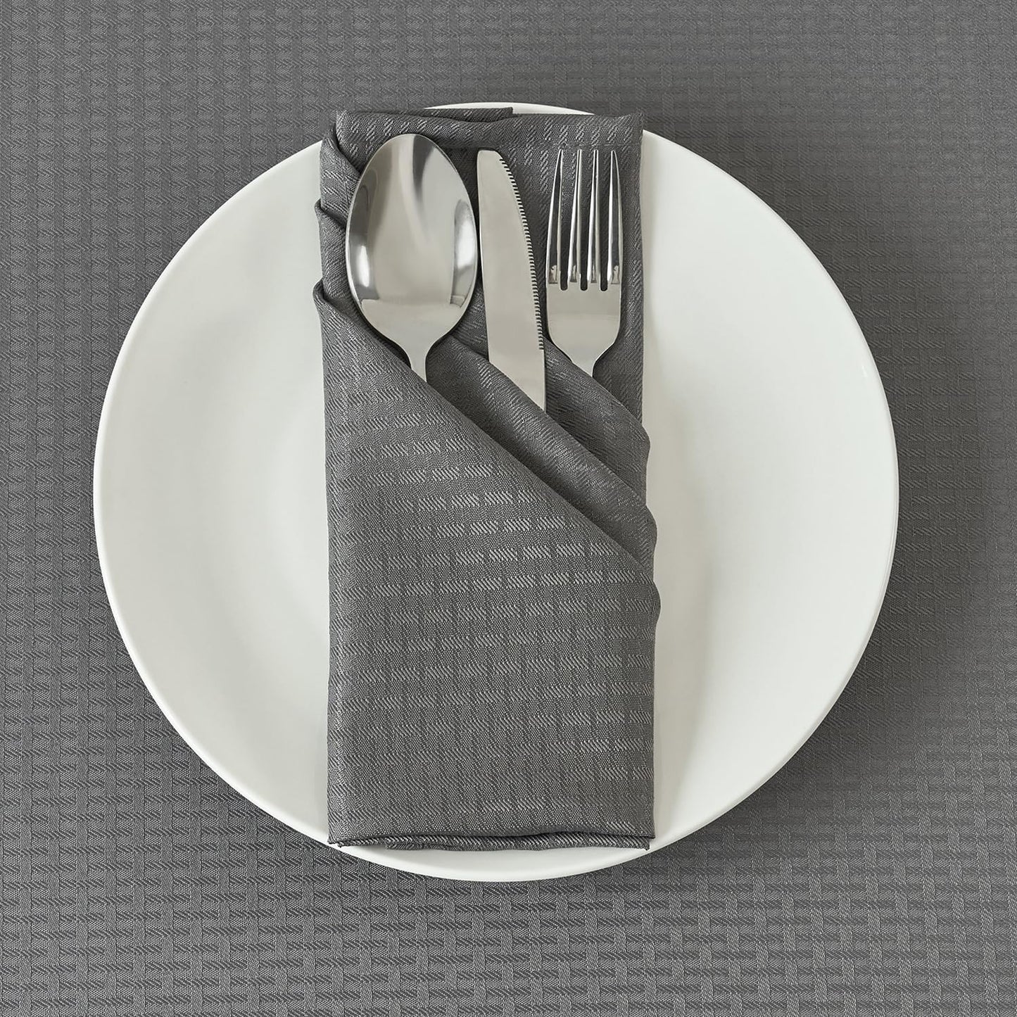 maxmill Cloth Napkins Weaved Texture Pattern Soft Comfortable and Luxury Serviette for Restaurant Family Dinners Weddings Parties and Banquets Set of 4 Pieces, 20 x 20 Inch Charcoal Gray