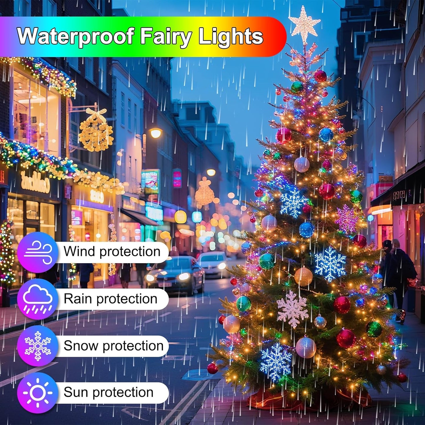 33FT 100LED Christmas Lights Plug in,Outdoor Indoor Connectable Fairy Lights with Timer and 8 Modes,Christmas Tree Lights for Garden Party Wedding Christmas Decoration(Multi-Color