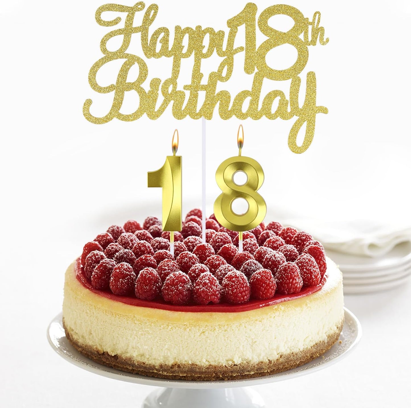 Happy 18th Birthday Cake Topper + 18 th Birthday Candles, 18 Cake Topper, Number 18 Candles, Happy 18th Birthday Cake Decorations, 18 Birthday Decorations for Boys and Girls (18)