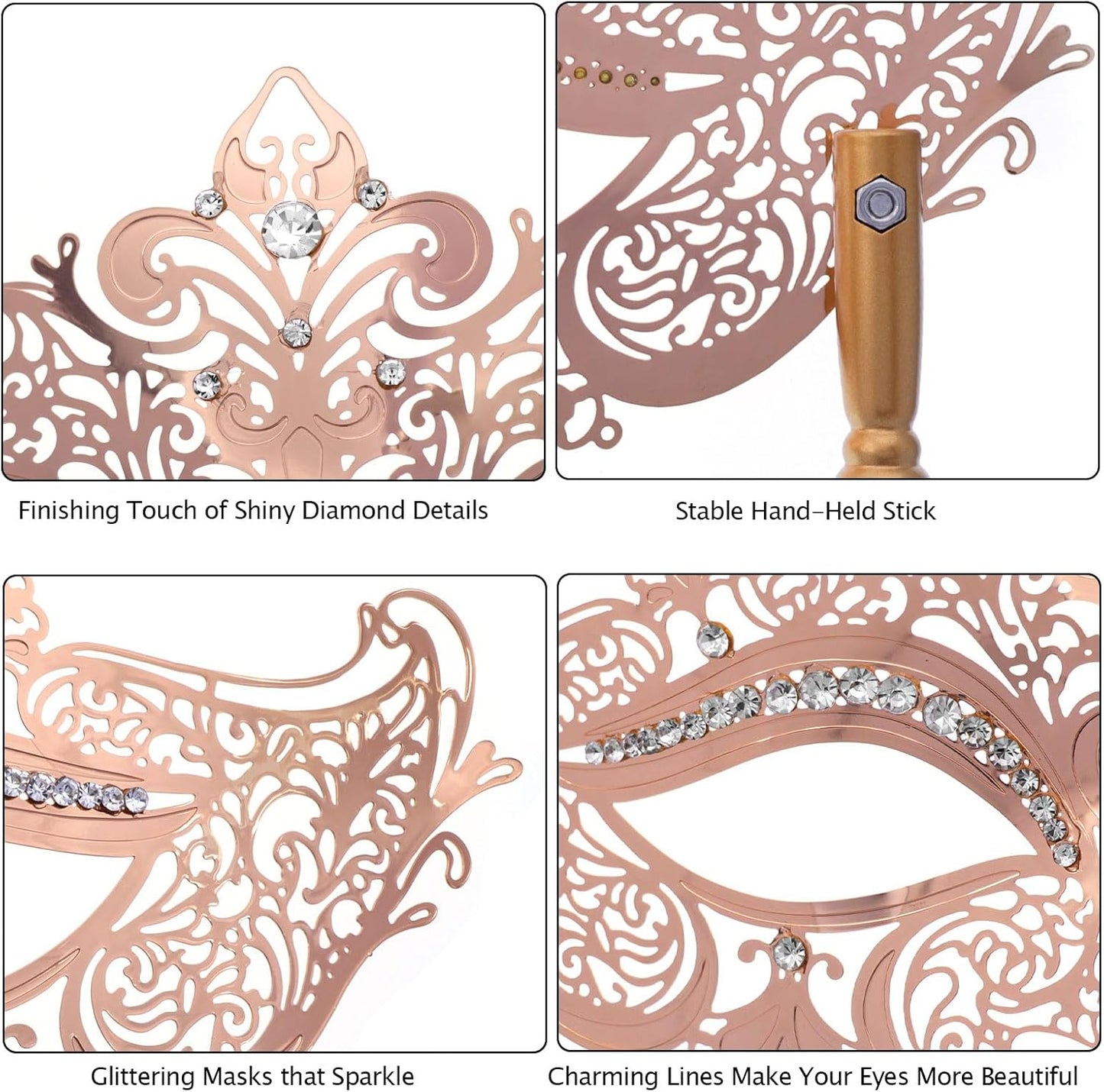 Coddsmz Masquerade Mask with Stick Venetian Mask Mardi Gras Decorations for Womens Halloween Costume Mask