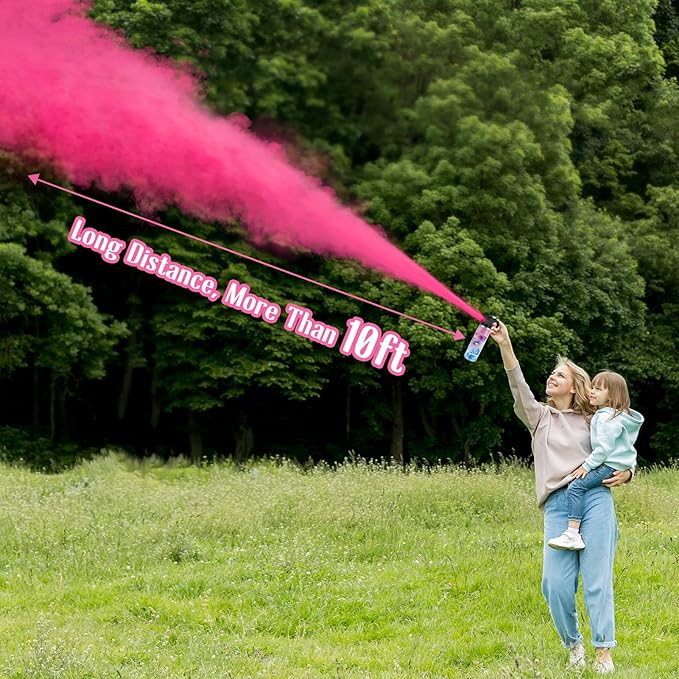 QIYVLOS Gender Reveal Fire Extinguisher 2 Packs, Gender Reveal Smoker Bomb, Baby Girl Reveal Party Ideas for Gender Reveal Decoration (Small, Pink)