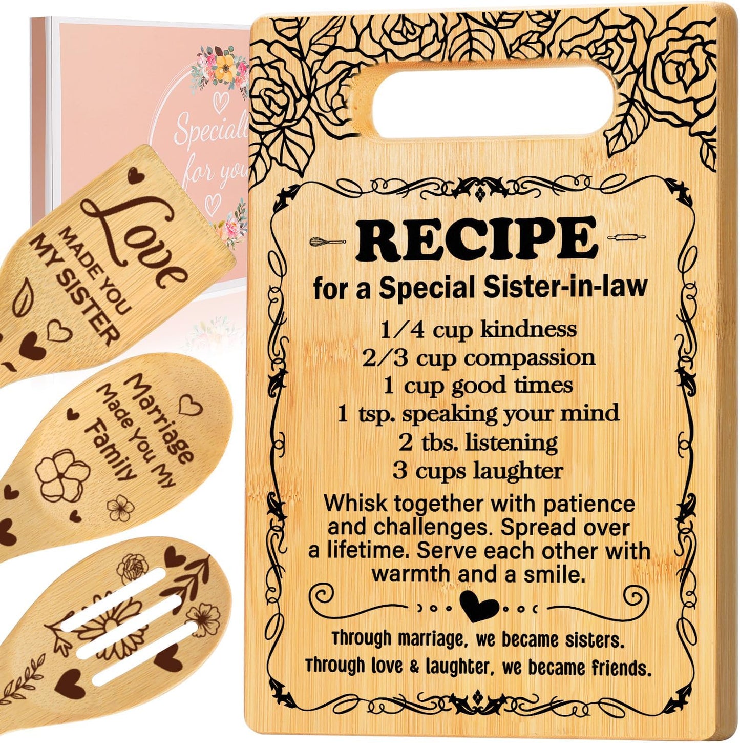 Sister in Law Birthday Gifts, Best Sister in Law Gifts from Sister, Cutting Board Set Gift for Sister-in-Law, Sister-in-Law Gifts for Mother's Day Wedding Christmas