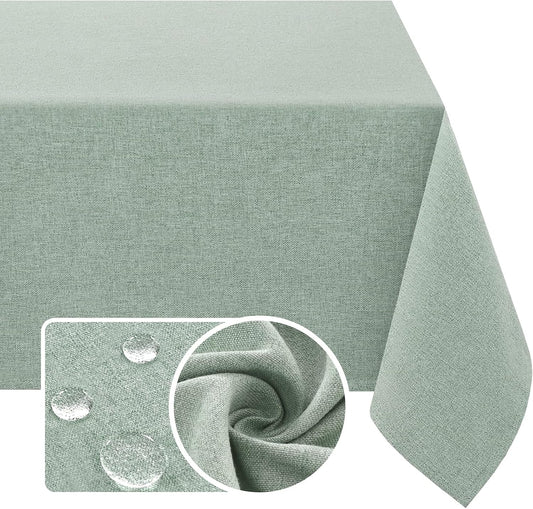 H.VERSAILTEX Linen Textured Tablecloth 54 x 54 Waterproof Decorative Table Cloth Spill-Proof Linen Look Cover for Party Table Extra Soft and Thick Fabric Wrinkle Free, Heather Sage