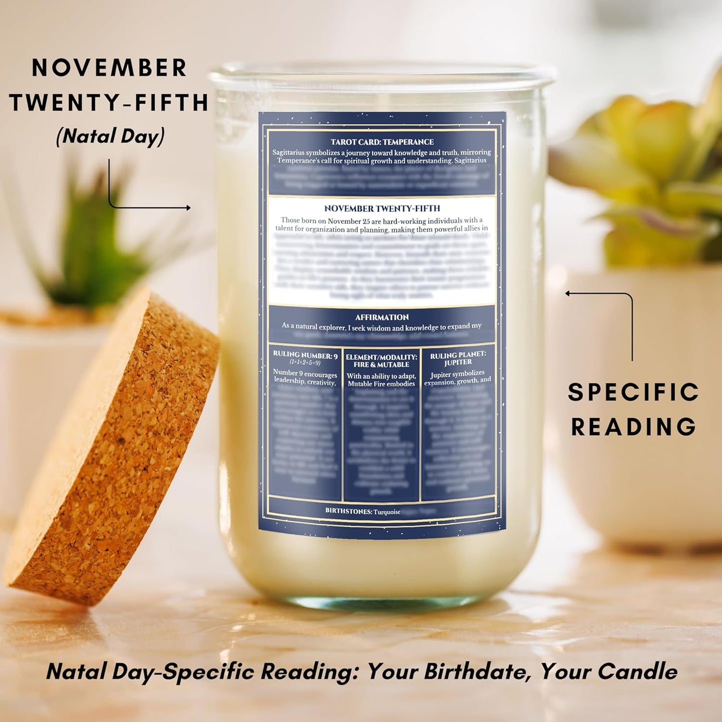 Birthday Candles - Custom Birthdate Astrological Zodiac Scented Candles. Astrology Gifts. All Natural Soy Wax. 75+ Hour Burn Time. Made in USA - November 25
