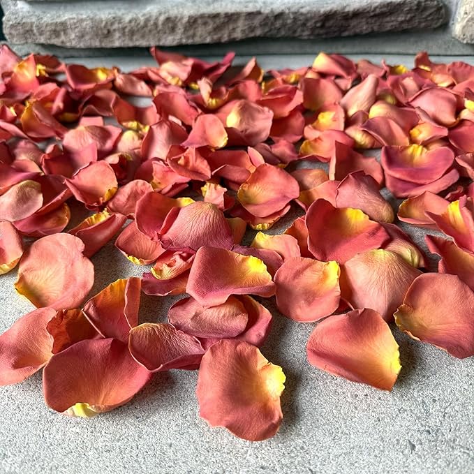 Rose Petals for Wedding Decoration, Bridal Toss, and Aisles, 10 cups, Freeze Dried, Use within 1 month (Coral)