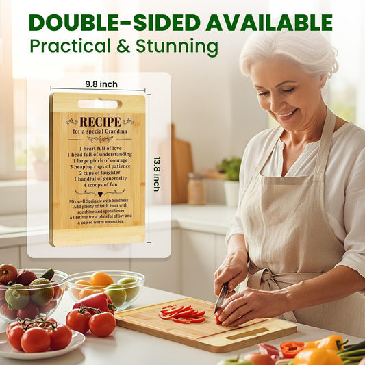Kikcoin Gifts for Grandma - Bamboo Cutting Boards for Kitchen, Cutting Board Gift for Grandma Birthday Thanksgiving Christmas Great Grandma Gifts for Nana Gigi, Large Cutting Board 13.8" X 9.8"