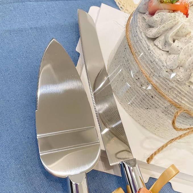 FISHBONE Rose Gold Cake Cutting Set for Wedding, Elegant Cake Knife and Server Set of 2, Perfect for the Bride and Groom, Cake Spatula for Party, Bridal Shower, Special Occasion
